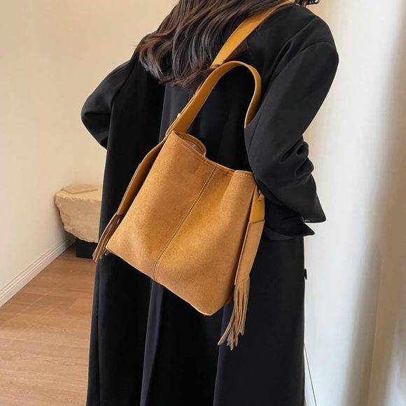 Suede Bucket Bags Slouchy Hobo Bags Retro Satchel Tote xD - Picture 6 of 9